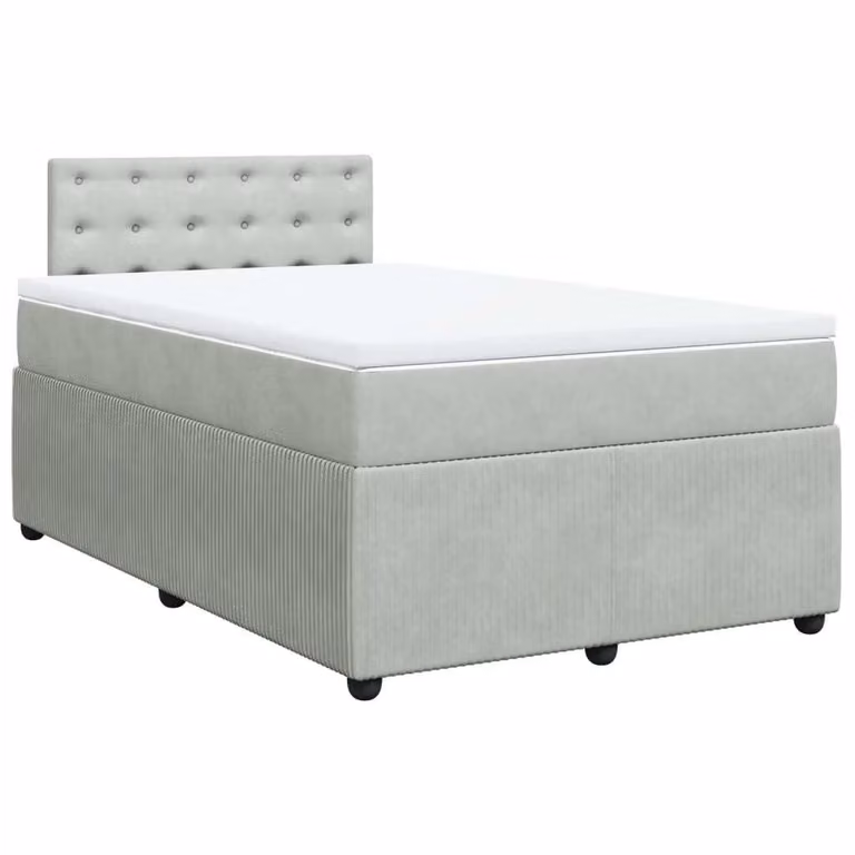 Giroletto a Molle con Materasso Grigio Chiaro 120x190cm Velluto