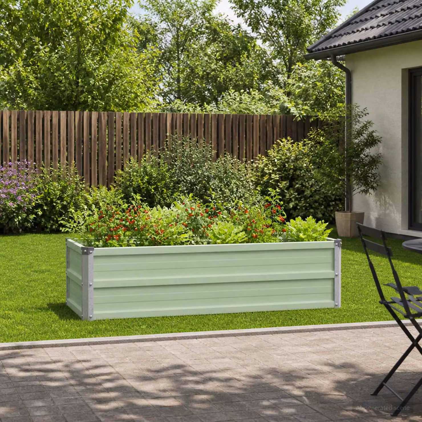 Letto rialzato da giardino vidaXL in metallo Verde, L: 100 cm, P: 40 cm, H: 24 cm
