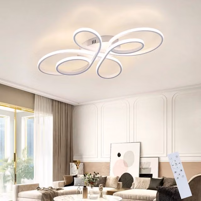 ZMH Lampada da soffitto LED moderna bianca con telecomando e funzione dimmerabile design organico a farfalla