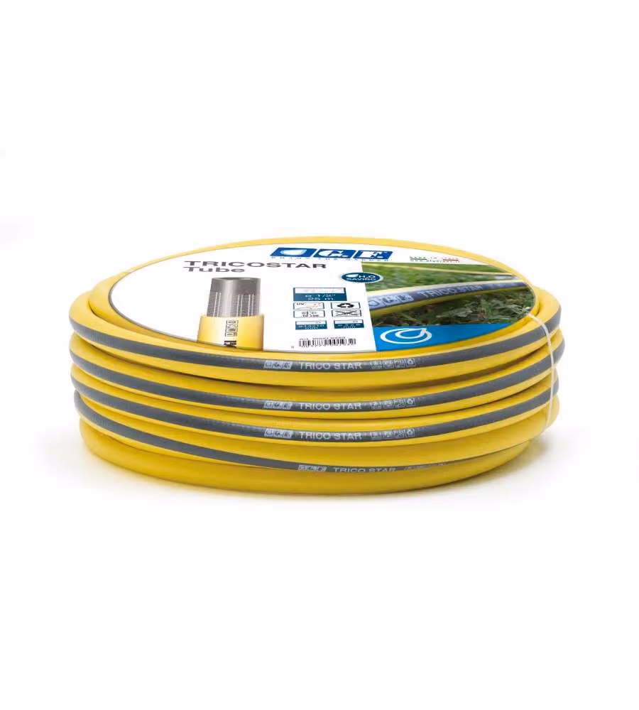Tricostar Tubo da Giardino in PVC Giallo Opaco Antialga D.15 mm x 25 m