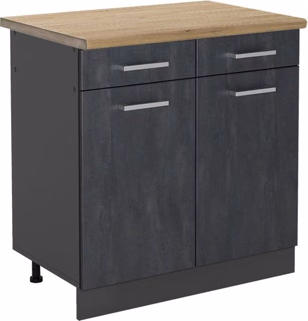 Mobiletto base per cucina R-Line Calce nera/Antracite 80 cm PL Rovere Vicco
