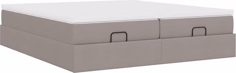 Struttura Letto Pouf con Materassi Tortora 200x200 cm Tessuto