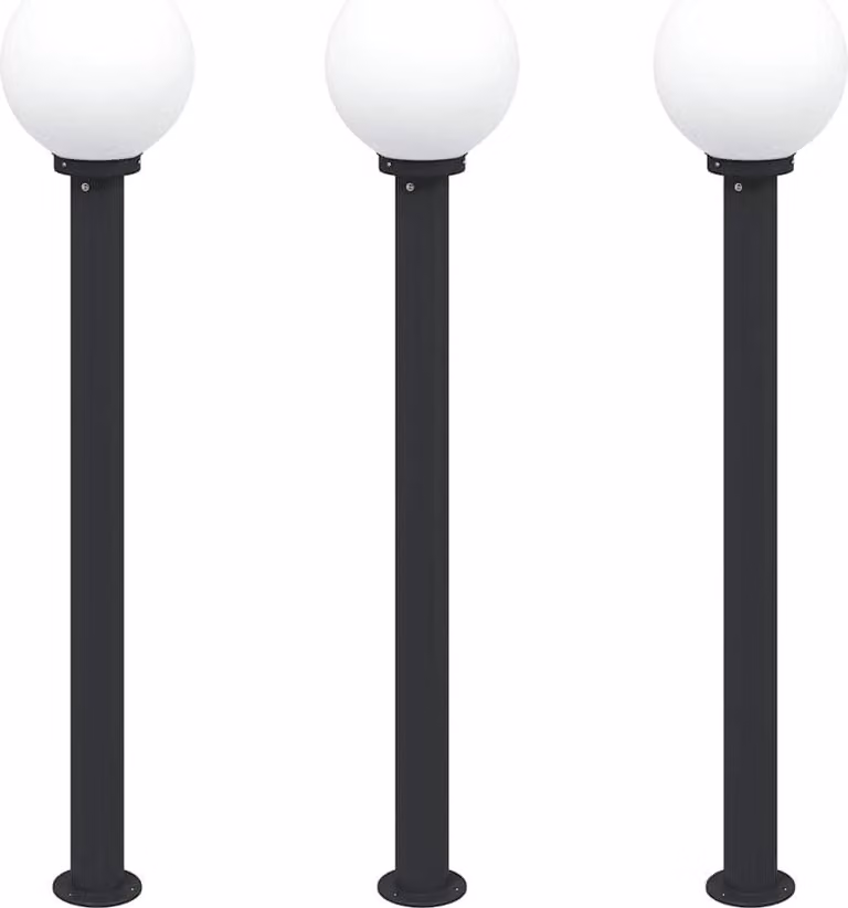 Lampioni a palo 3 pz 120 cm Nero IP44