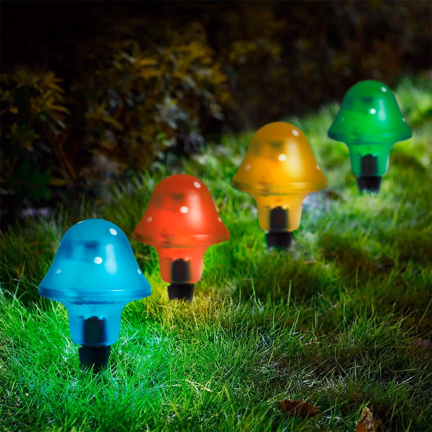 Lampada da giardino a LED alimentata ad energia solare a forma di fungo – Lampada da presa alimentata ad energia solare – 1 LED – Accensione automatica al tramonto – Illuminazione decorativa colorata per esterni per giardini, vialetti e aiuole [11704]