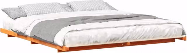 Letto matrimoniale per adulti in pino massello marrone cerato L/P: 180 x 210 cm
