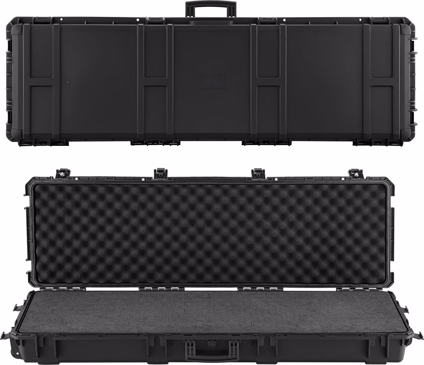 Custodia rigida per armi - Custodia per armi lunghe - Chiusura a chiave - Impermeabile IP67 - Con rotelle - Schiuma XPE rimovibile - Dimensioni 134,1 x 42,5 x 18 cm - Nero