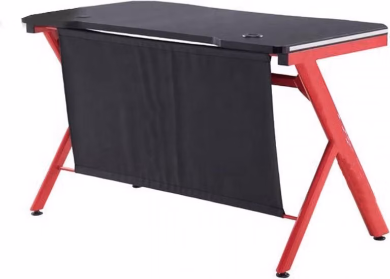 VDD Gaming Scrivania da gioco Sirocco - Con illuminazione LED - Nera/Rosso