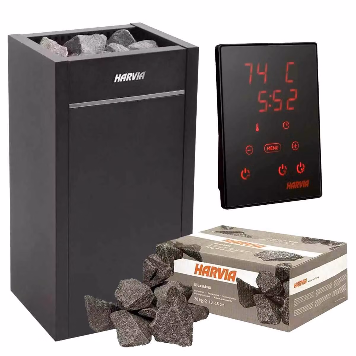 Set riscaldatore per sauna Harvia Virta 9,0 Kw e Harvia Xenio Cx170, pietre da 50 kg