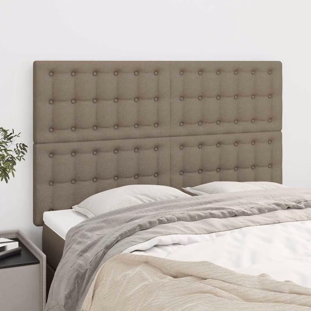 Testiera per letto imbottita vidaXL in tessuto color tortora L: 144 cm, P: 5 cm, H: 118-128 cm