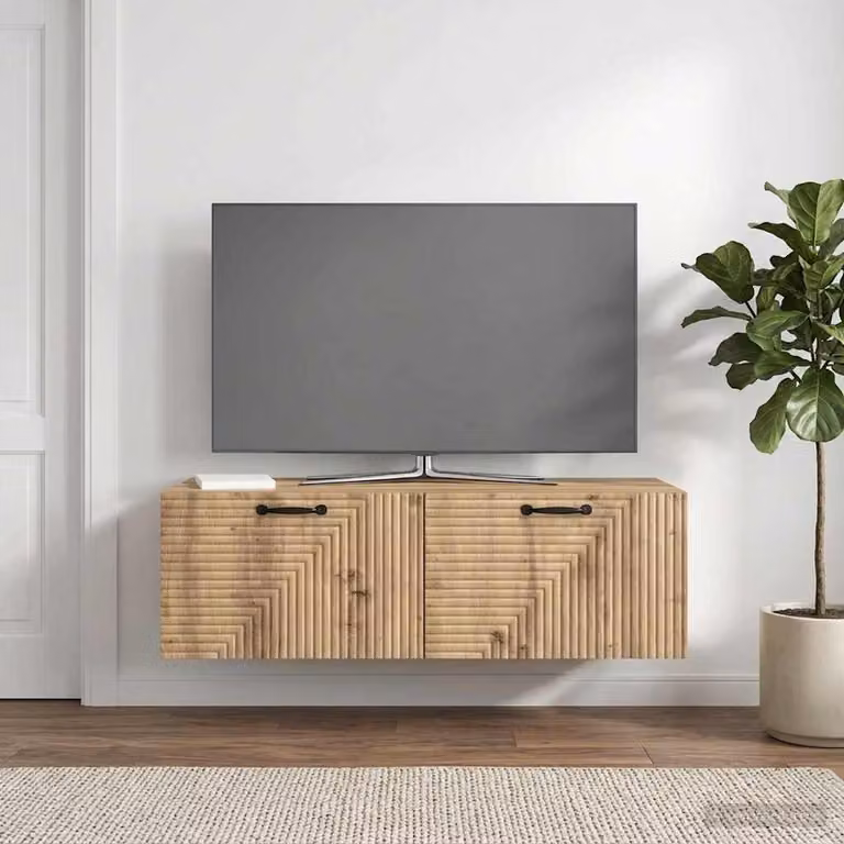 Mobile Porta TV da Muro vidaXL in Rovere Artigianale, Marrone, L: 98 cm, P: 41 cm, H: 30 cm
