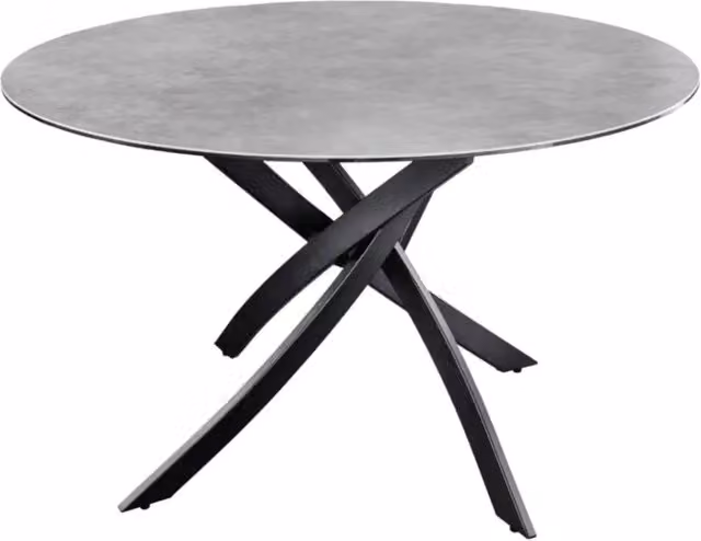 Tavolo da pranzo rotondo ARAVIS 120 cm - Ceramica grigia e base in metallo nero scultoreo