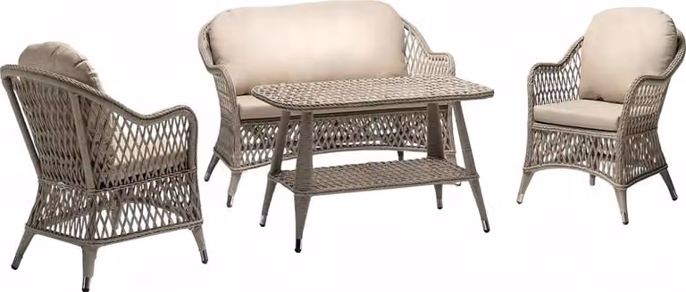 Gartenmöbel Sofa 2 Sitzer Robuste Garten Rattan Garnitur Couchtisch 2x Sessel