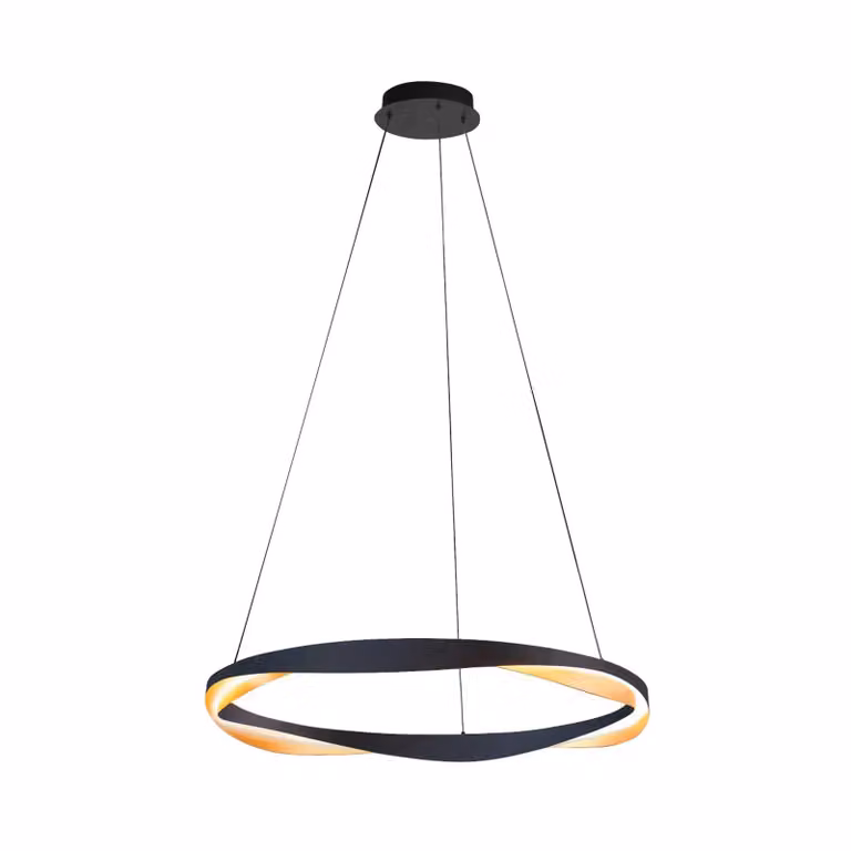 HighLight Lampada LED a sospensione Ascoli, Ø 85 cm, nero/oro, metallo, dimmerabile, Nero, Soggiorno / Sala da pranzo, Metallo, Moderno