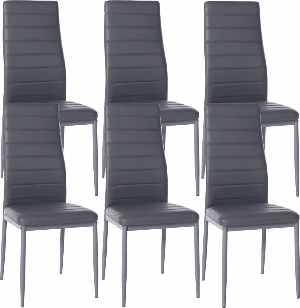 set di 6 sedie da pranzo - sedie da pranzo - seduta confortevole con rivestimento in velluto o Pelle finta | colore: grigio | materiale: Pelle finta