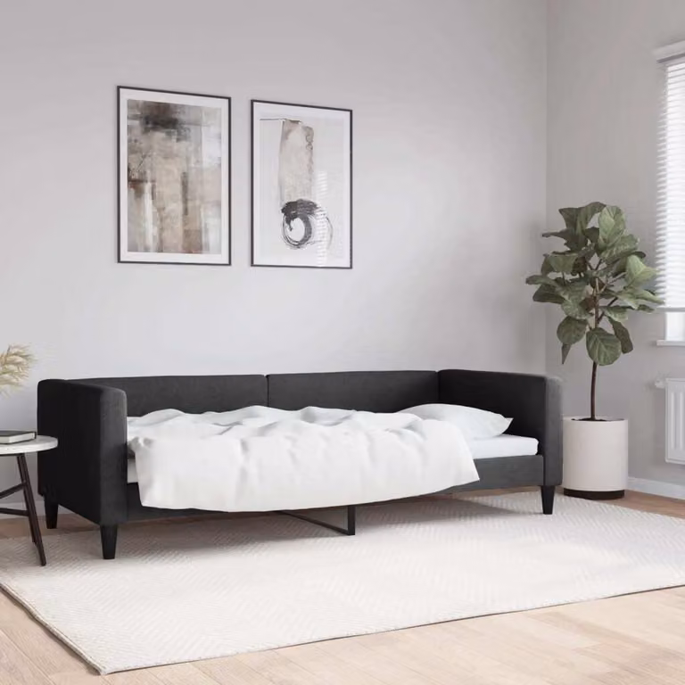Maison Exclusive - Letto a giorno nero, 80x200 cm, rivestito in tessuto