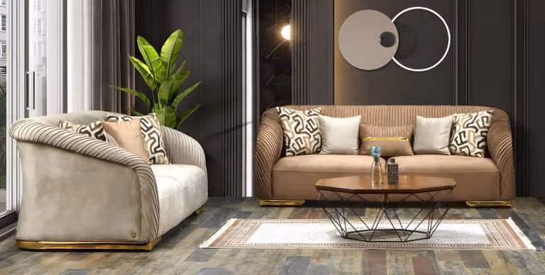 Sofagarnitur Italienischer Stil Wohnlandschaft Sofa Couch Sitzgarnitur 3+3