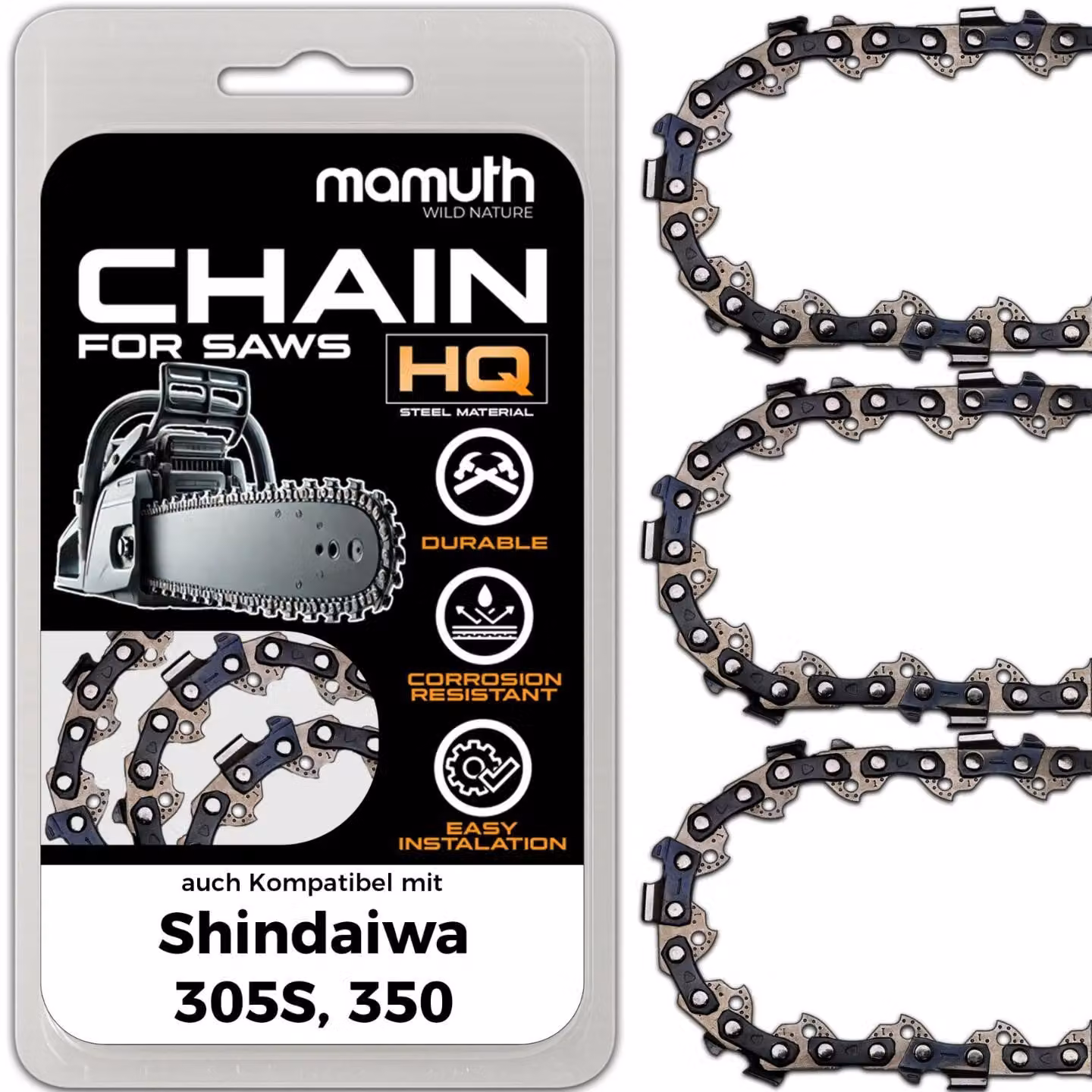 3 catene per motosega, lunghezza 40 cm, passo 1,3 mm, larghezza 3/8", modello 57 TG, compatibili con motoseghe Shindaiwa 305S e 350