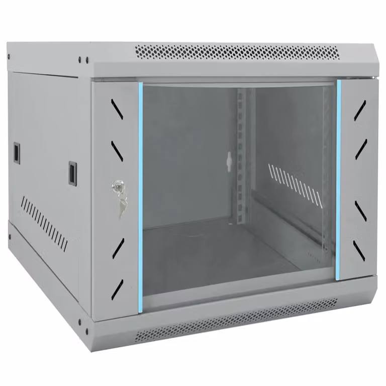 Armadietto vidaXL in stile industriale con ante in vetro e struttura in metallo, Grigio/Argento, L: 53 cm, H: 60 cm, P: 45 cm