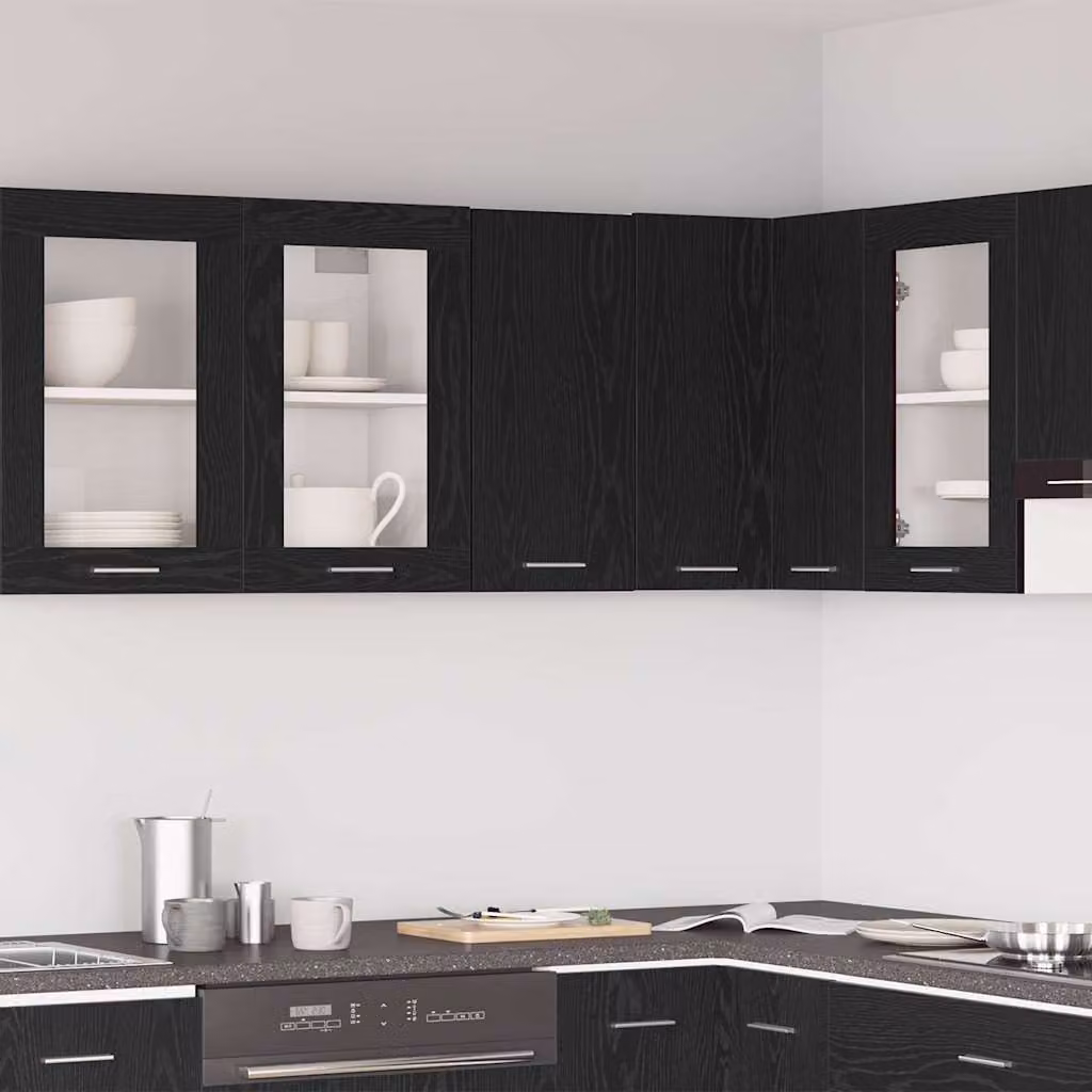Pensile da cucina moderno vidaXL in legno MDF nero L/P/H: 30 x 31 x 60 cm