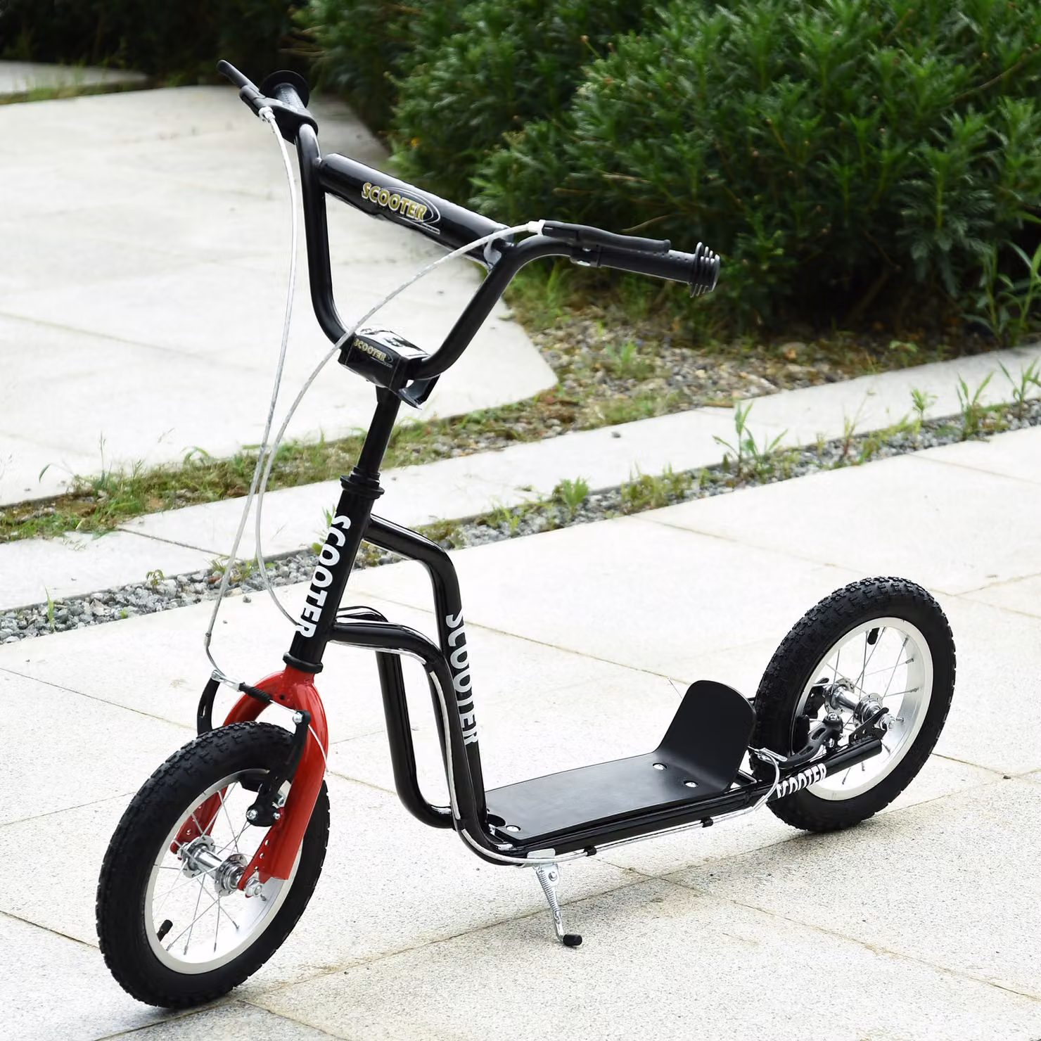 Monopattino per bambini HOMCOM con manubrio regolabile e grandi ruote, Cityroller in metallo nero per bambini e bambine dai 5 anni in su – 2