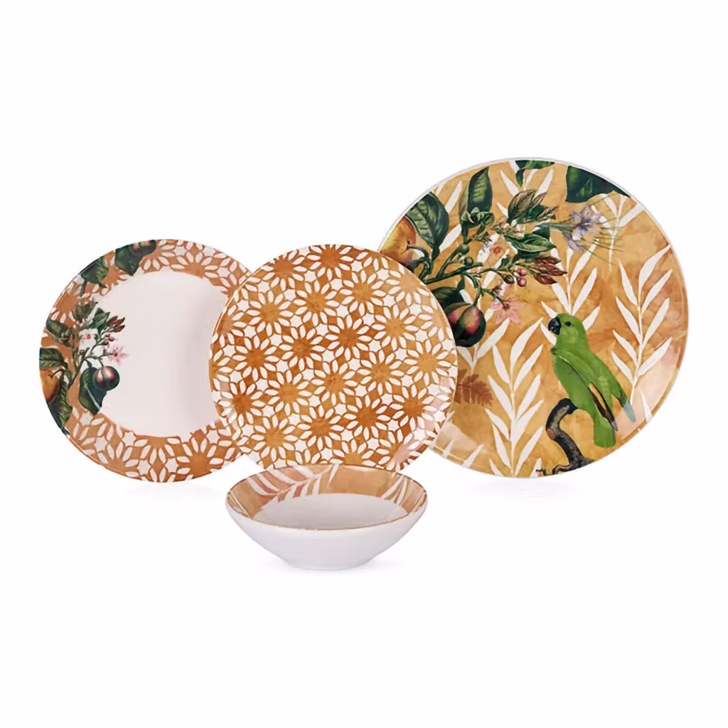Set da 24 piatti Nomesi in ceramica arancione, lavabile in lavastoviglie e utilizzabile nel microonde – 2