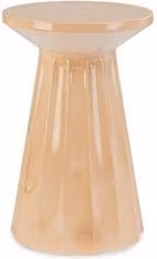 Tavolino rotondo moderno HEDYM beige con finitura lucida