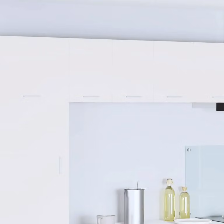 Set di 2 armadi pensili da cucina vidaXL bianchi in MDF con ante a battente e ripiani interni, design moderno e finitura opaca