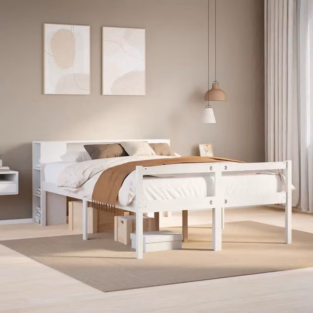 Letto Libreria senza Materasso Bianco 140x200 cm Legno di Pino 3321970