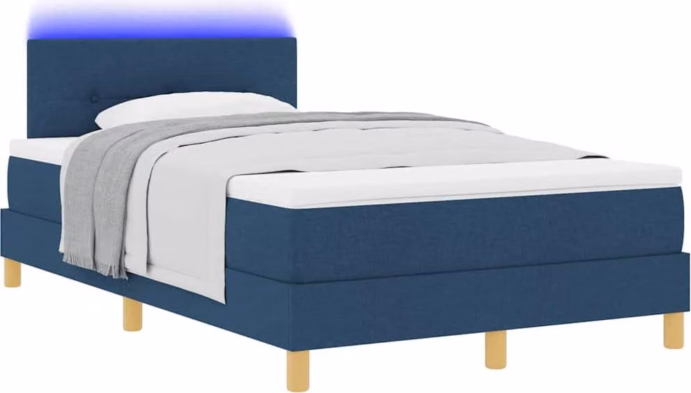 Letto a Sorgente LED con strisce LED Blu 120 x 200 cm Tessuto