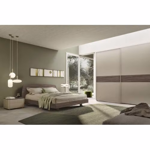 Letto matrimoniale Oasi con contenitore a sollevamento in legno e tessuto, L/P/H: 160 x 200 x 86 cm