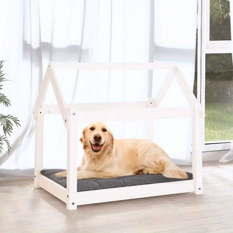 Cuccia per cani in legno: spaziosa, confortevole e traspirante, adatta a cani di piccola e media taglia. Dimensioni: 81x60x70 cm