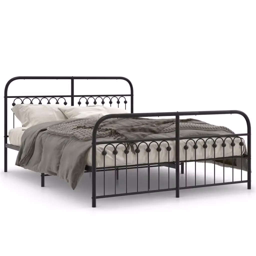 Letto con testiera e pediera in metallo nero vidaXL L/P: 150 x 200 cm – 2
