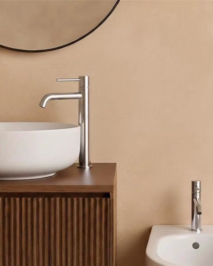 Coppia rubinetti lavabo alto e bidet senza scarico cromo Memo