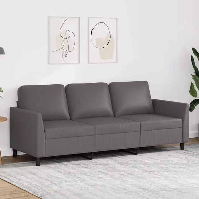 Divano a 3 Posti-Sofa 3 Posti Grigio 180 cm in Similpelle 934352