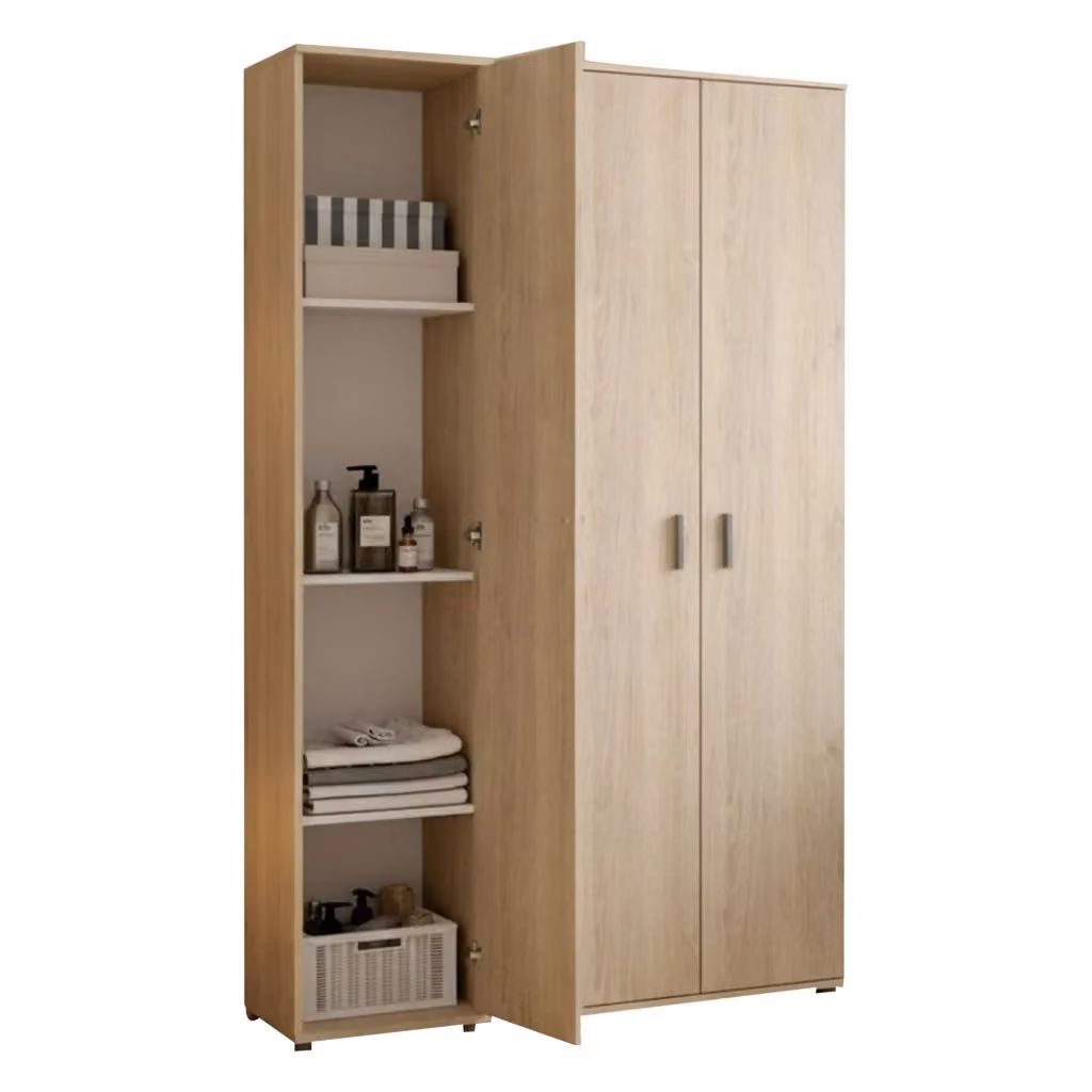 Armadio Multiuso Casciano DMORA con 9 Ripiani, Colore Marrone Rovere e Beige, L: 100 cm, H: 190 cm – 2