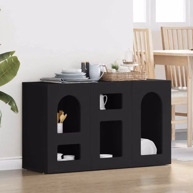 Credenza Buffet Design Mania Nero in Legno MDF per Soggiorno e Sala da Pranzo L 100 x P 35 x H 59 cm – 1