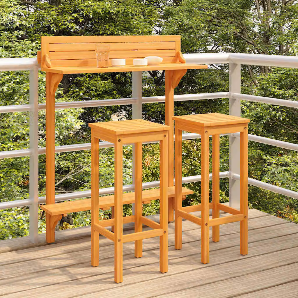Set da Bar da Balcone 3 pz vidaXL in Legno di Acacia Marrone L/P/H: 122.5 x 90 x 37 cm – 1