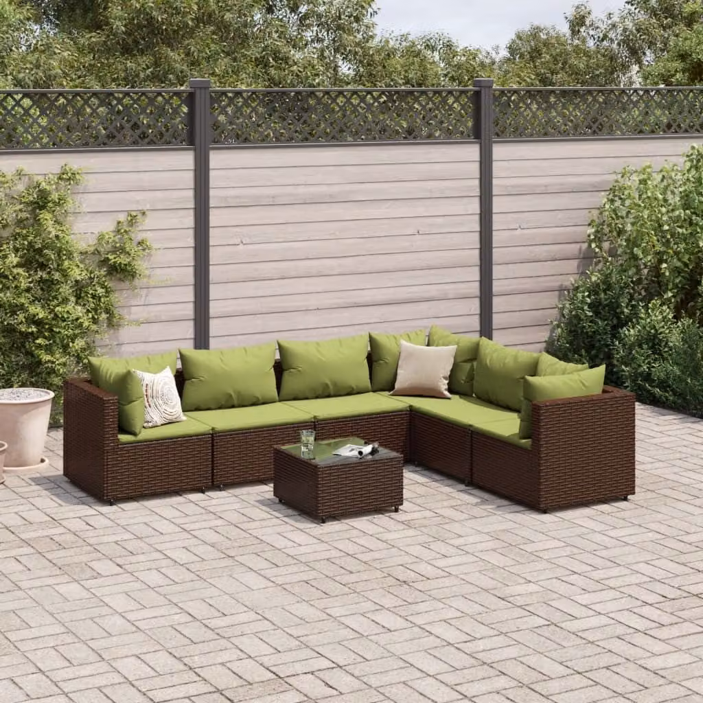 Maison Exclusive - Set da giardino 7 pezzi con cuscini Marrone Poly Rattan