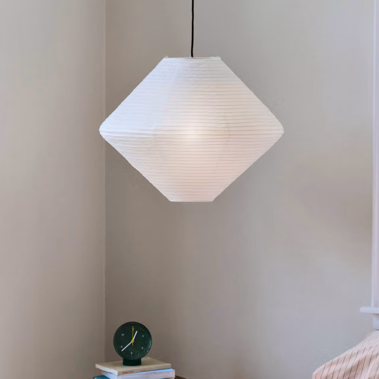 HAY Paralume Diamond, Ø 60 cm, bianco, carta/bambù Diamond, Bianco / Opale, Soggiorno / Sala da pranzo, Carta / Lunolit / Lunopal, Scandinavo