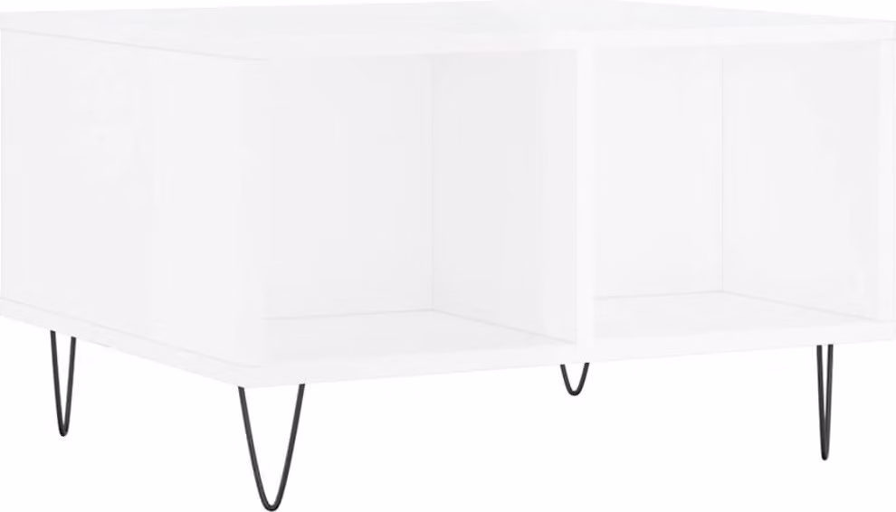 Tavolino Salotto Bianco Lucido 60x50x36,5 cm Legno Multistrato