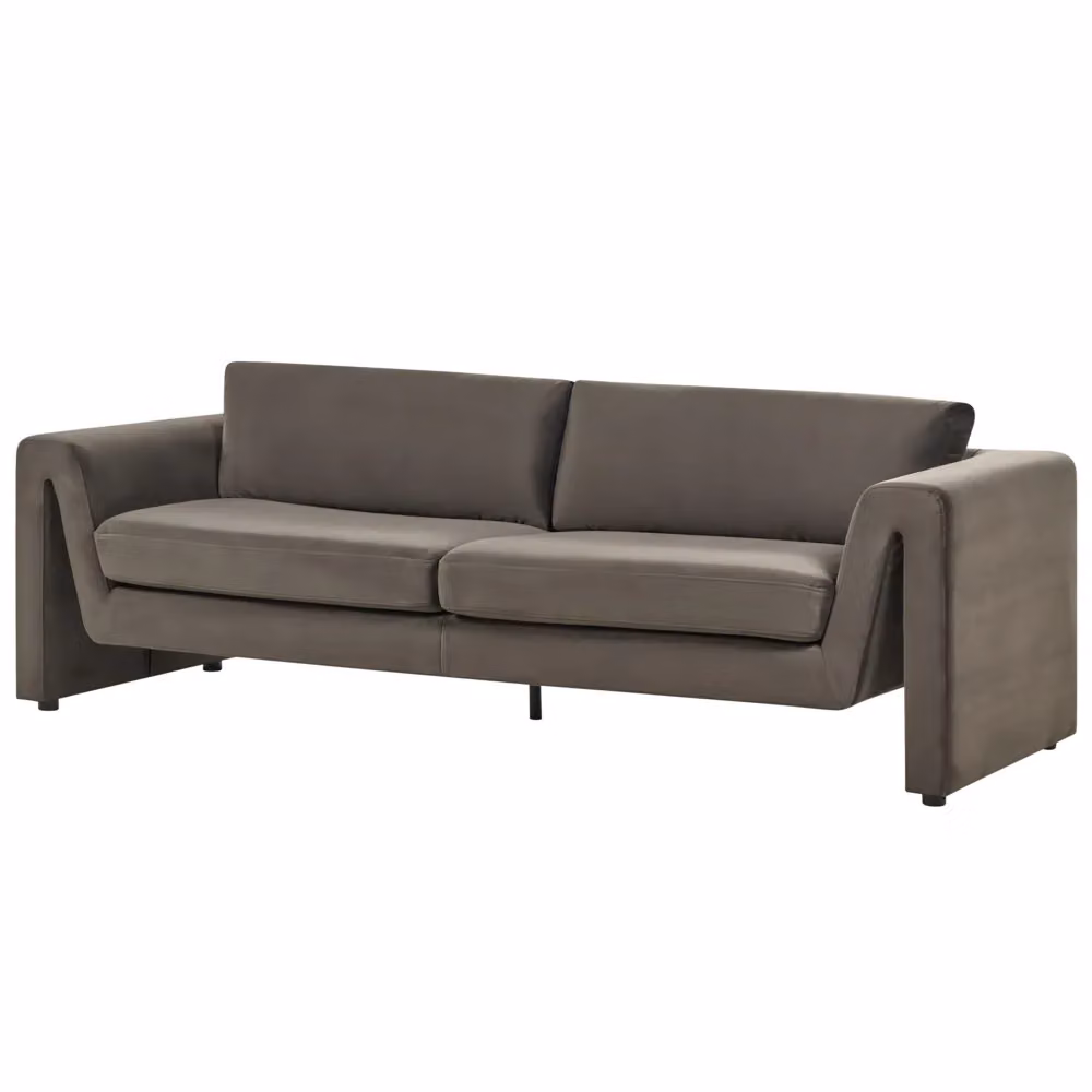 Divano a 3 posti Beliani in velluto grigio con stile moderno per il tuo soggiorno L: 237 cm, P: 83 cm, H: 76 cm – 2