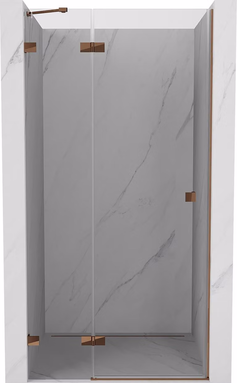 Mexen Lunar porta doccia a battente sinistra 90 cm, trasparente, oro rosa - 834-090-000-60-00-L