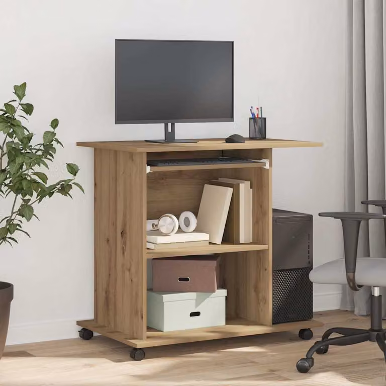 Scrivania Computer Moderna vidaXL in Legno e MDF Colore Rovere e Marrone
