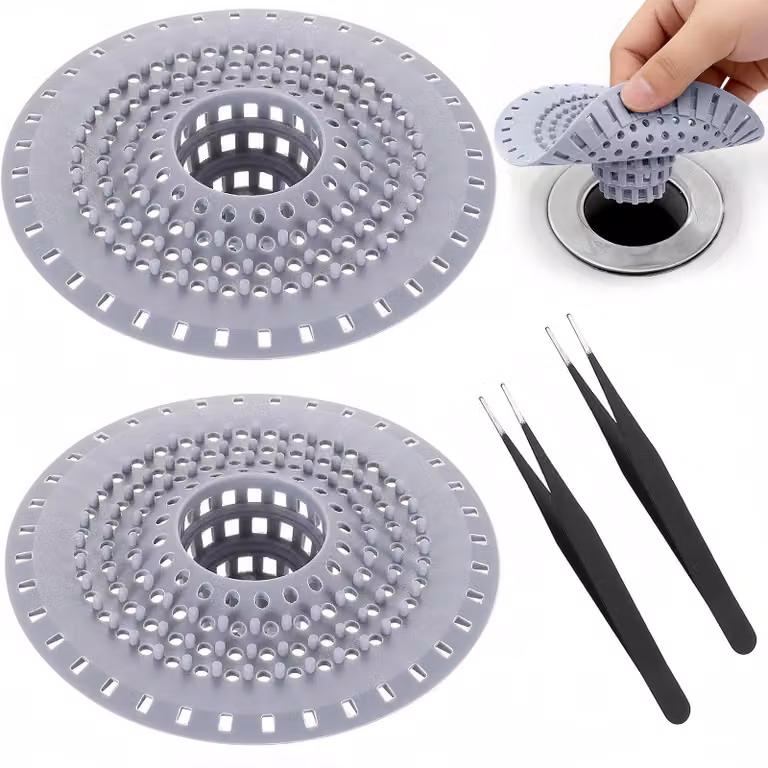 2 pezzi di griglia in silicone per scarico della doccia, filtro per capelli per lavandino e cucina, dispositivo flessibile per prevenire intasamenti