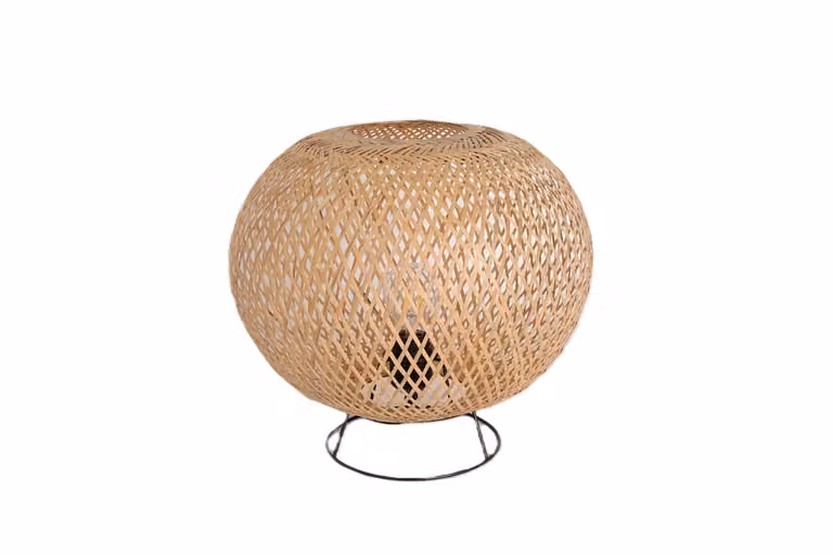 Lampada da tavolo boho BIATAVIA paralume in bambù naturale decorativo E27 lampada da tavolo in rattan colore: naturale (Ø33cm)
