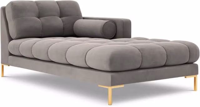 Chaise longue destra Bali di Cosmopolitan Design in velluto grigio chiaro, L: 164 cm, P: 102 cm, H: 75 cm