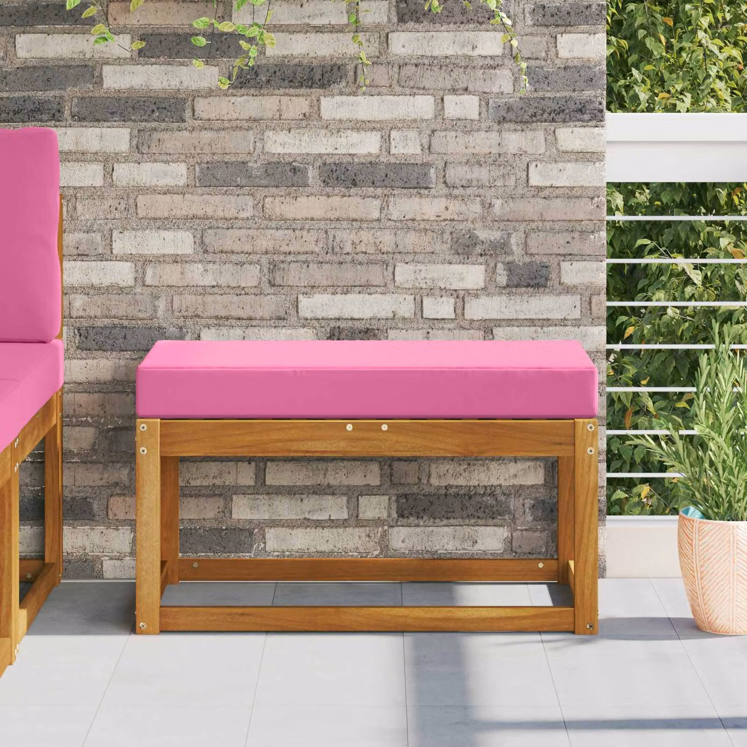 vidaXL Cuscino da Sedia Esterno Rosa in Poliestere con Rivestimento Rimovibile L 80 x P 40 x H 8 cm
