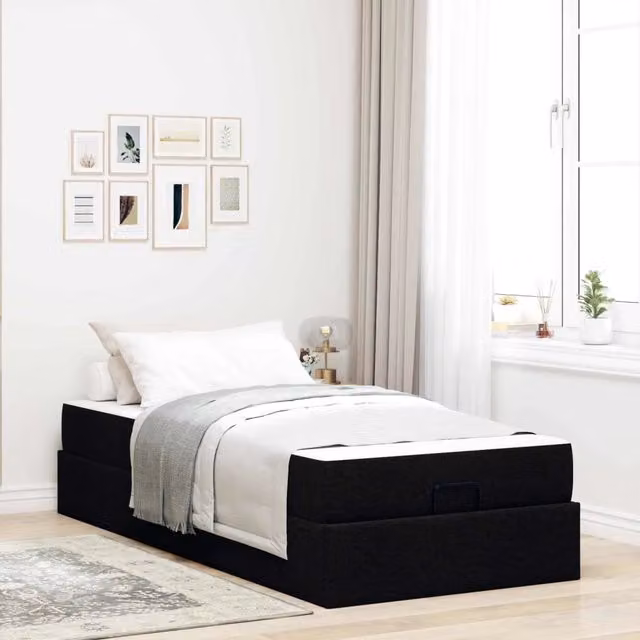 Letto con materasso vidaXL in tessuto nero con cassetti L/P/H: 203 x 80 x 43,5 cm – 1