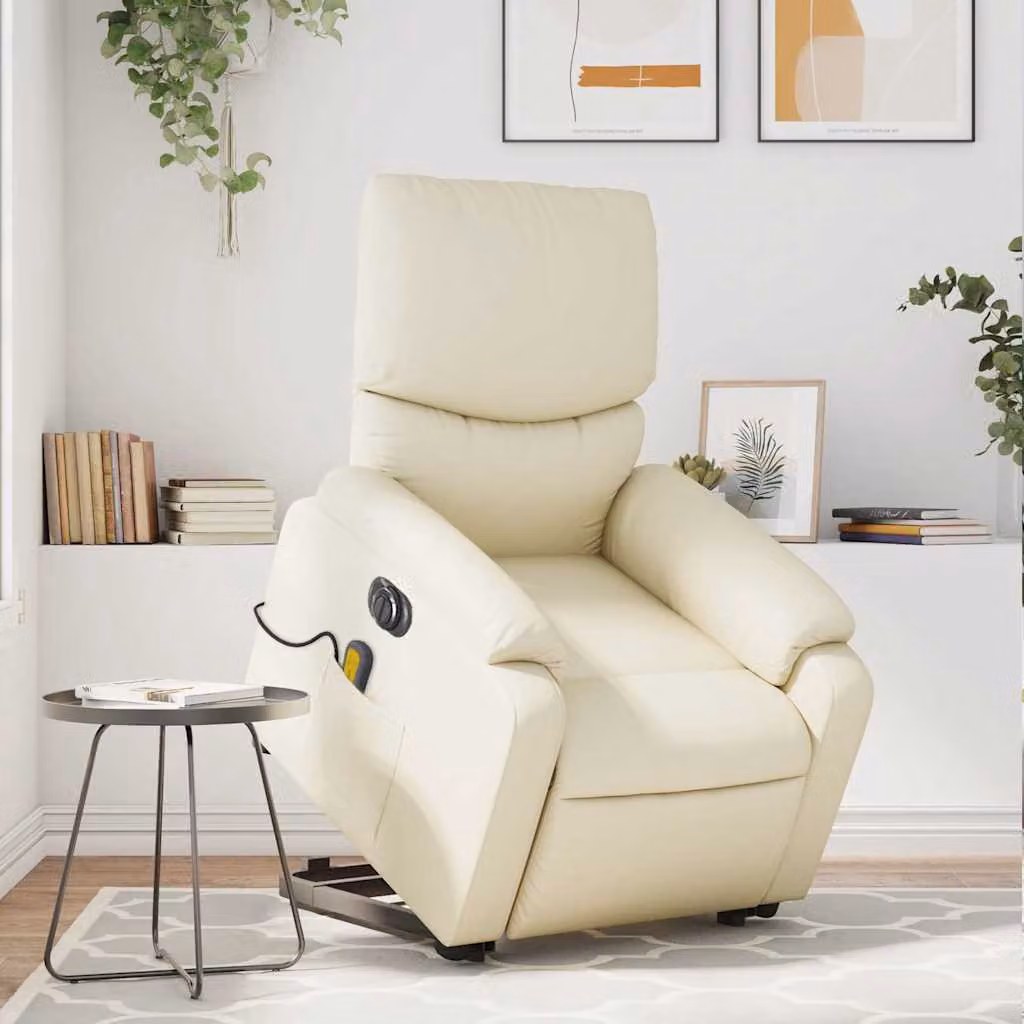 Poltrona Alzapersona Elettrica Reclinabile vidaXL in Similpelle Beige
