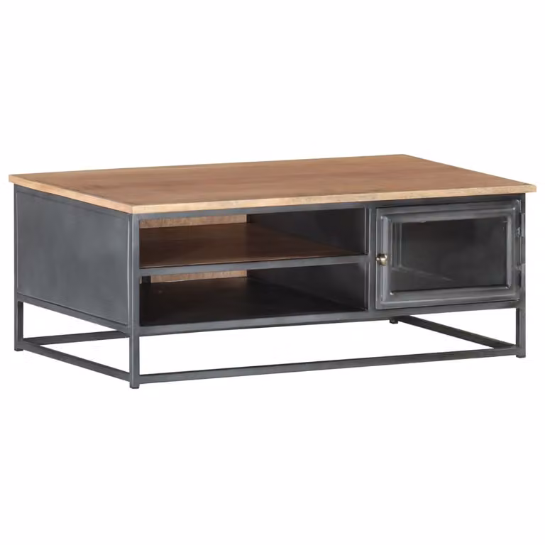 Tavolino grigio 90x50x35 cm in legno massiccio di acacia